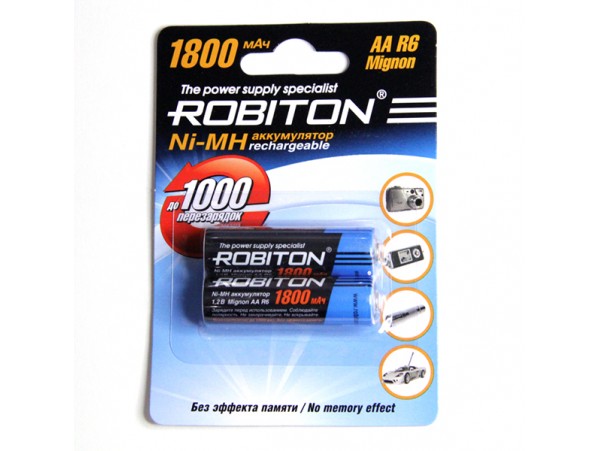 Аккумулятор 1,2V/1800 R06 Robiton (d=14;L=50)NIMH