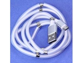 Шнур USB=microUSB 1м 3A магнит самосворачивающийся