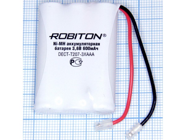 Аккумулятор 3,6V/600 Секция(3*d=10;L=44)T207 Robiton
