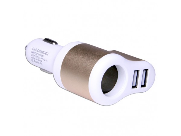USB 12-24V>2x5V(2,1A) Преобр. напряжения прикуриватель