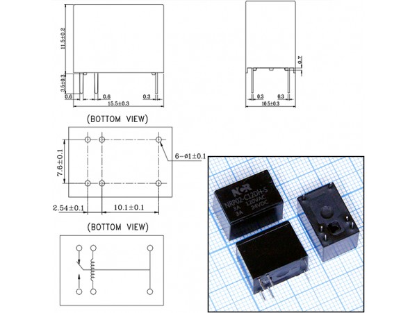 Реле 12VDC NRP02-C12DH-S 1C 3A/120VAC