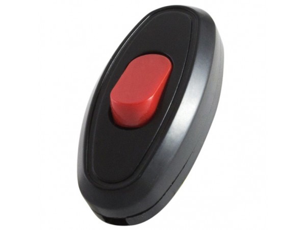 Переключатель для бра 250V/6A on-off  черный с крас.кн.