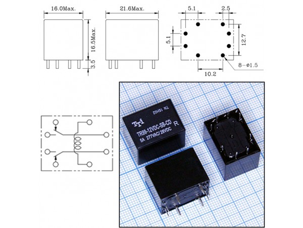 Реле 12VDC TR99-12VDC-SB-CD 2C 5A/277VAC