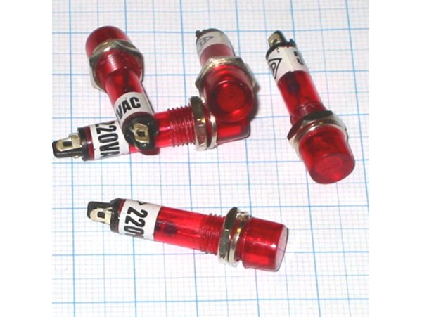 NIM-1R 220V Лампа неоновая красная d=8мм