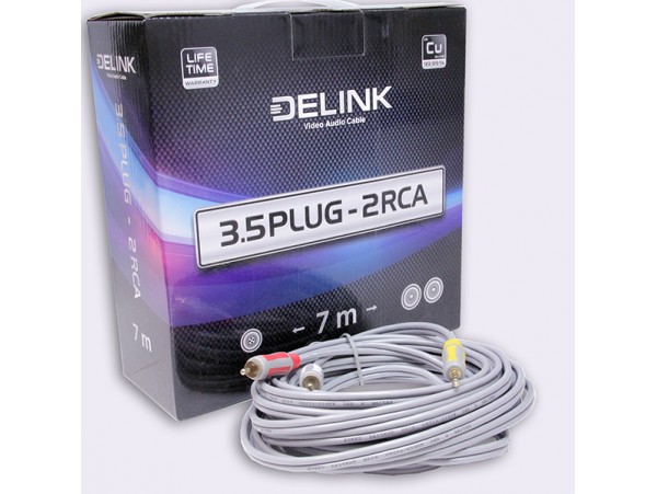Шнур 3,5/2RCA шт/шт 7м пластик DeLink