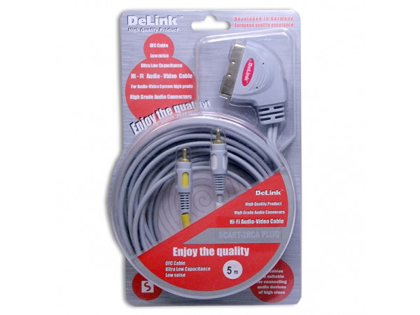 Шнур СК<2RCA DeLink 5,0м пластик