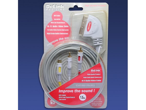 Шнур СК=MINI DIN4/2RCA DeLink 1,5м пластик