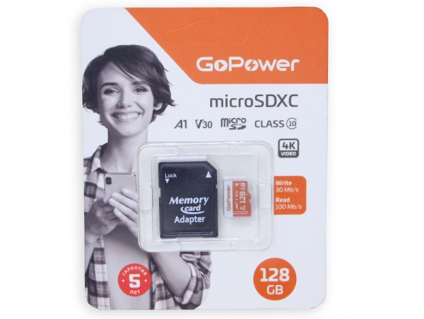 MicroSDXC 128Gb Class 10 Карта памяти GoPower