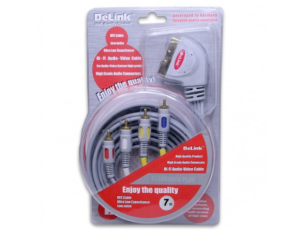 Шнур СК=4RCA DeLink 7,0м пластик