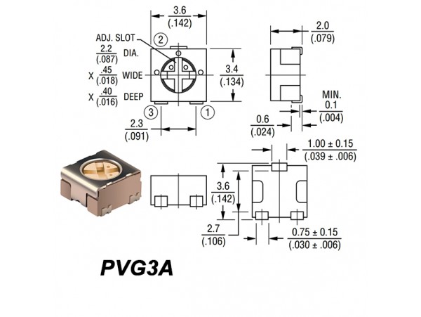 Резистор 2,0 кОм PVG3A smd 3.6х3.4