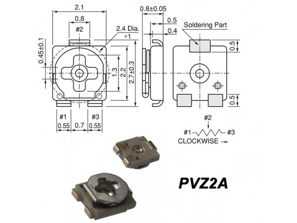 Резистор 1,0 кОм PVZ2A smd 2.1х2.2