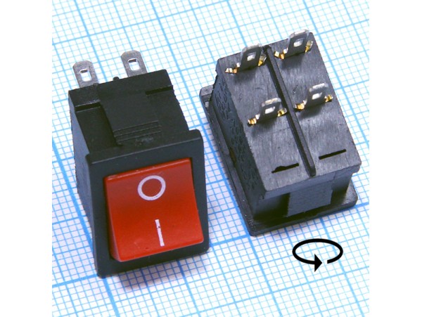 KCD2-4 250V/6A on-off красный переключатель