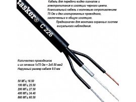 C226 Кабель видеонаблюдения 1х75 Ом + 2х0.50 мм2 T