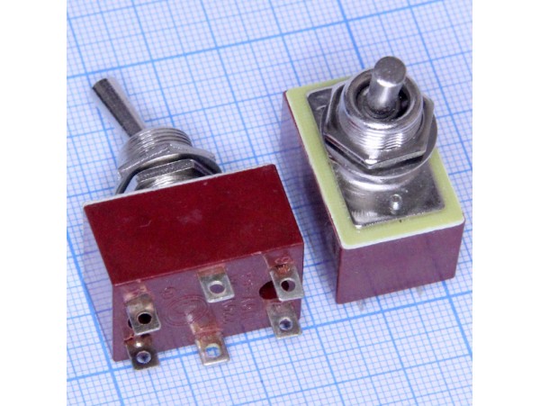 Тумблер ТП1-2 3А/220V металлический рычаг аналог