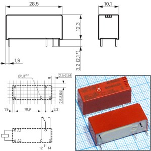 Реле 12VDC RY211012 1C 8A/250VAC Schrack