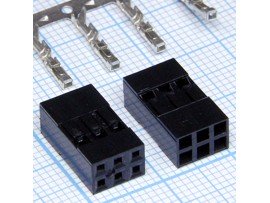 BLD-6 2,54 розетка 6к.(2х3) на каб.