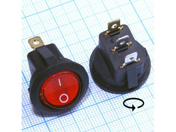 SWR-21R 250V/6A on-off красный переключатель