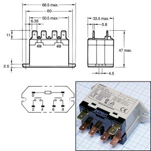 Реле 240VAC G7L-2A-TUB 2A 25A/277VAC