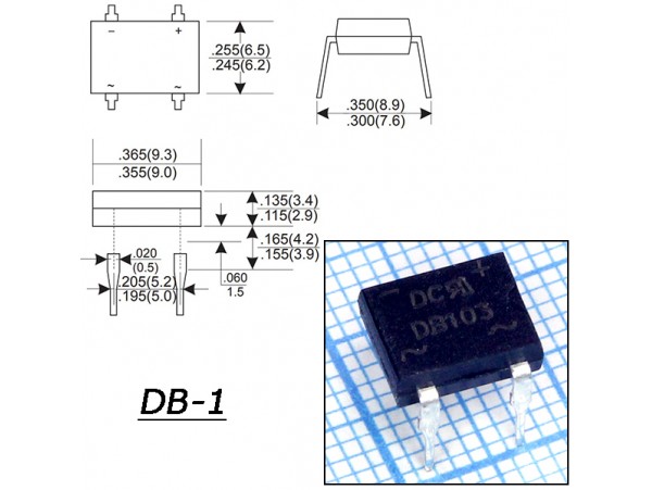 DB103  (200V/1A) Диодный мост