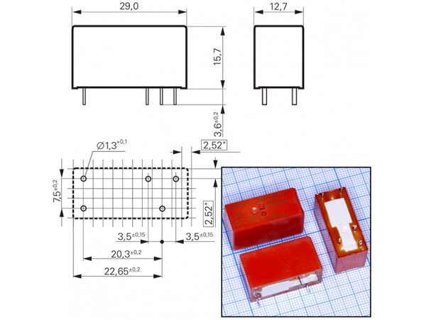 Реле 5VDC RT174005 1С 10A/250VAC