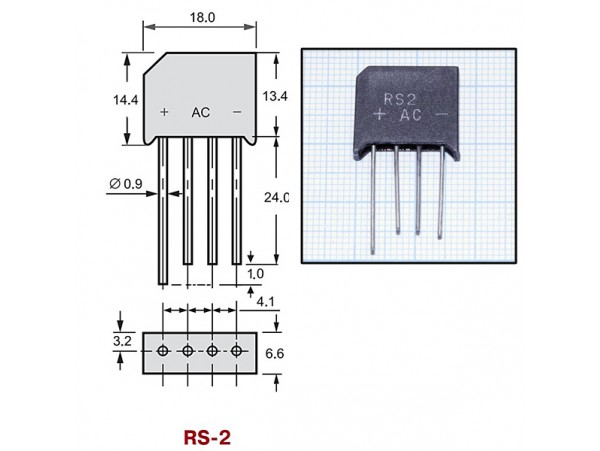 RS201 (50V; 2A) Диодный мост