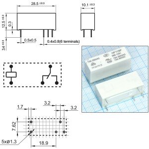 Реле 5VDC HF118F/005-1ZS1 1C 10A/250VAC