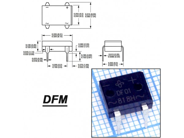 DF01M (100V/1A) Диодный мост