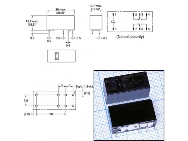 Реле 24VDC G2RL224DC 2C 8A/250V