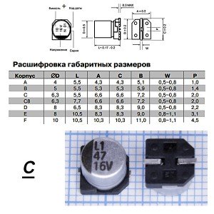 Конд.47/16V 0605 ELV SMD