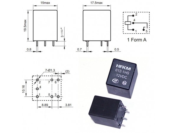 Реле 12VDC HFKM-012-1HS 1A 30/240VAC