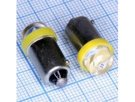 BA9S 1yellow 8mm 4-х 140° LED лампа