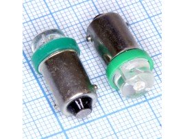 BA9S 1green 8mm 4-х 140° LED лампа