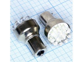 Ba15s 12white 5mm LED лампа