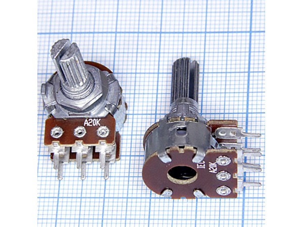 Резистор 2х20к под гайку d=16 L=20 характеристика A