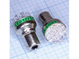 Ba15s 12green 5mm LED лампа