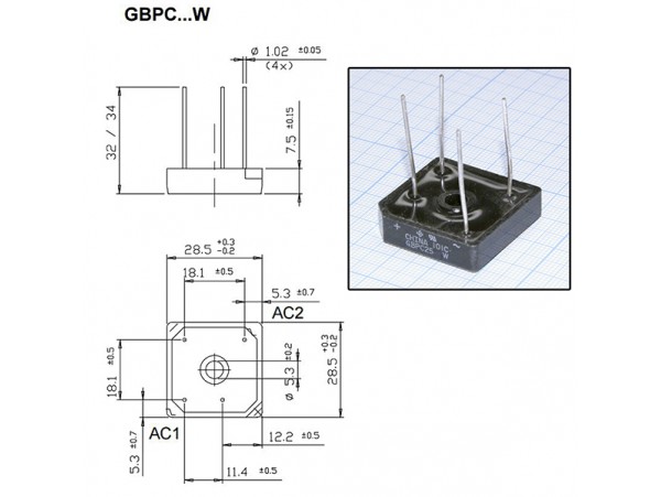 GBPC2508WPBF (800V/25A) Диодный мост