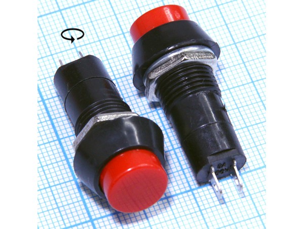 PB-305R 250V/1A off-(on) NO красная кнопка