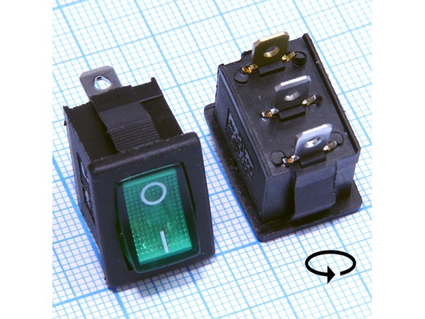 SC-778G 250V/6A on-off зелёный 3 контакта переключатель