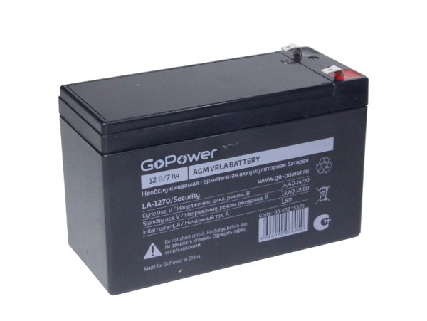 Аккумулятор 12V/7Ah LA-1270 GoPower