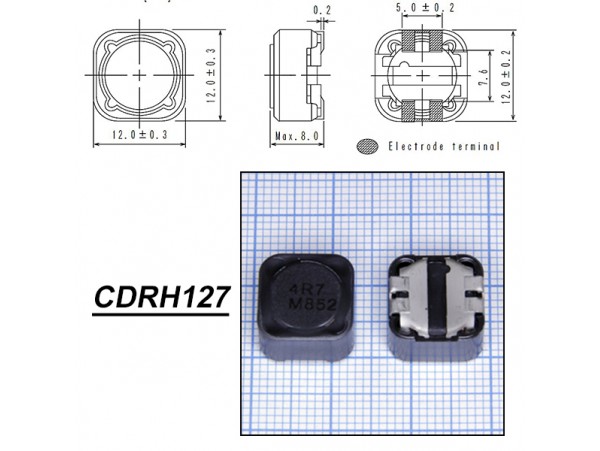 CDRH127NP-4R7NC 4,7 мкГн/6,8A чип. Дросс. SUMIDA