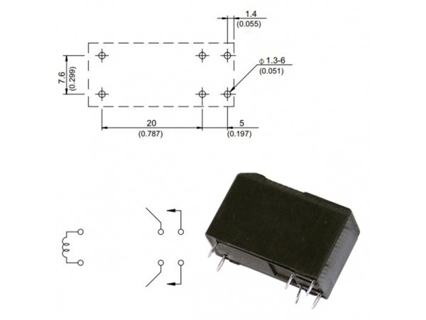 Реле 12VDC 845HN-2A-C 2A 8A/277VAC