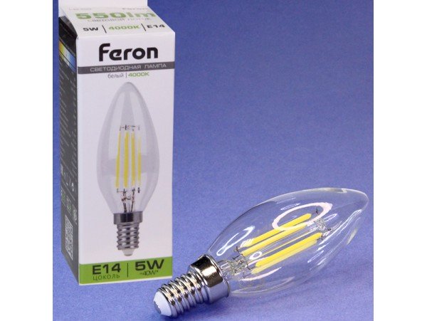 Лампа 220V 5W E14 4000K LED свеча филамент
