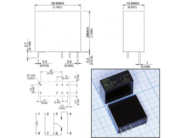 Реле 5VDC 793-P-1C 1C 16A/250VAC