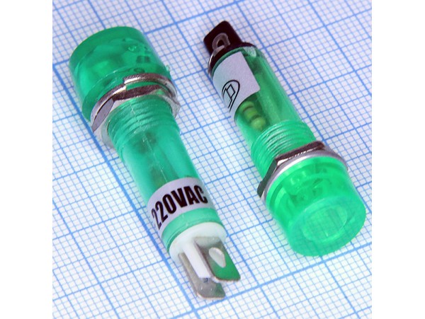 TPN-112G 220V Лампа неоновая зеленая d=12 мм