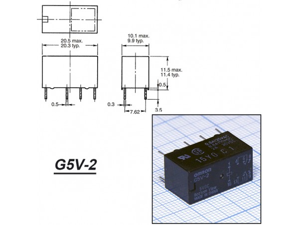 Реле 5VDC G5V25DC 2C 2A/125VAC