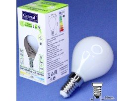 Лампа 220V 8W E14 4500K LED матовая шар General