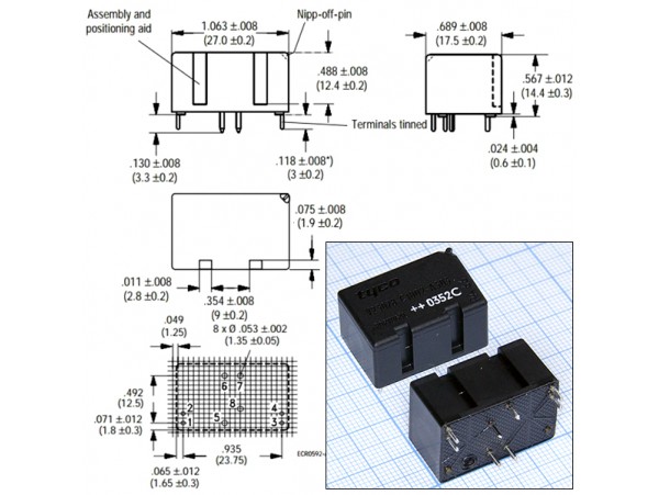 Реле 12VDC V23078L(C)-1002-A303 30A/15VDC
