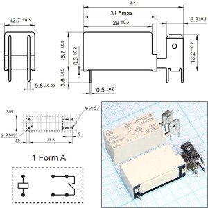 Реле 24VDC HF-115F-Q/024-1H 1A 18A/250VAC