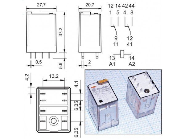 Реле 220VAC 553282300040 2C 10A/250VAC Finder