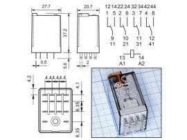 Реле 220VAC 553482300040 4C 7A/250VAC Finder